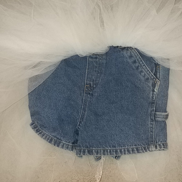 Infant Girls Jean Short Overalls Tutu Holiday - Picture 4 of 5